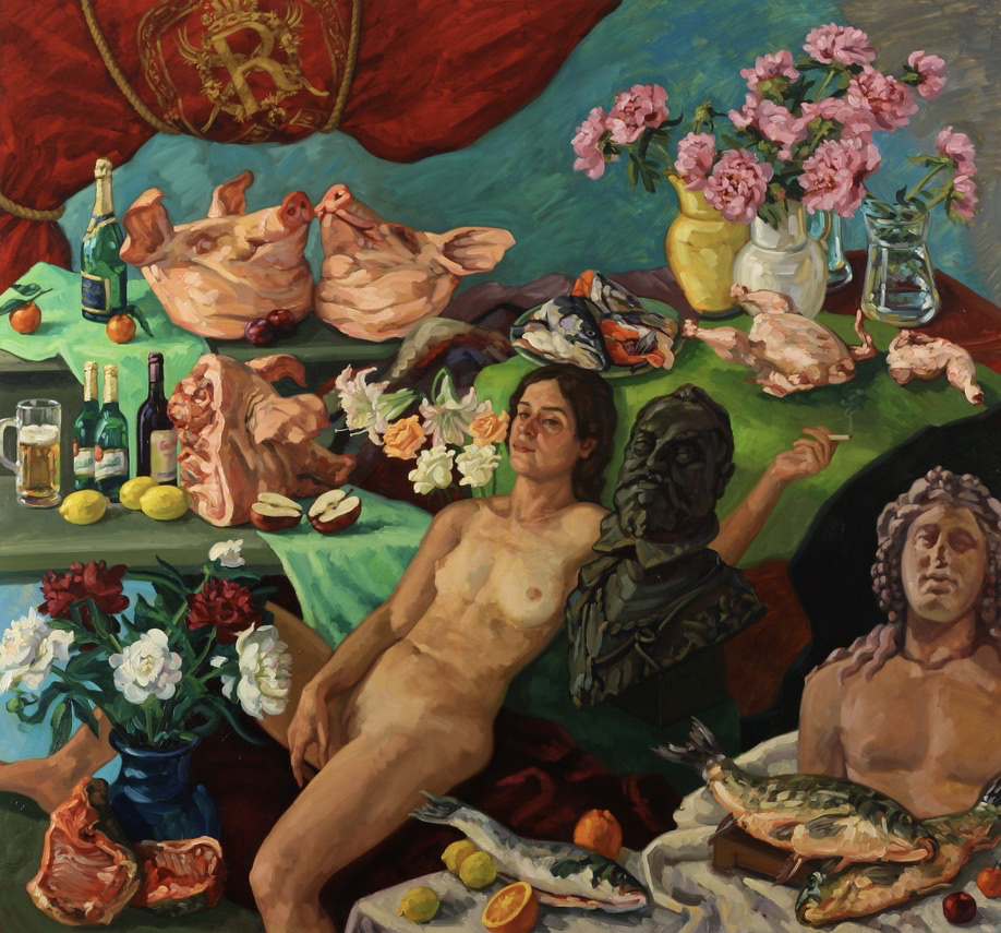 Ariadne, Rudolf II & Dionysus; oil on canvas, 200 x 215 cm, 2010