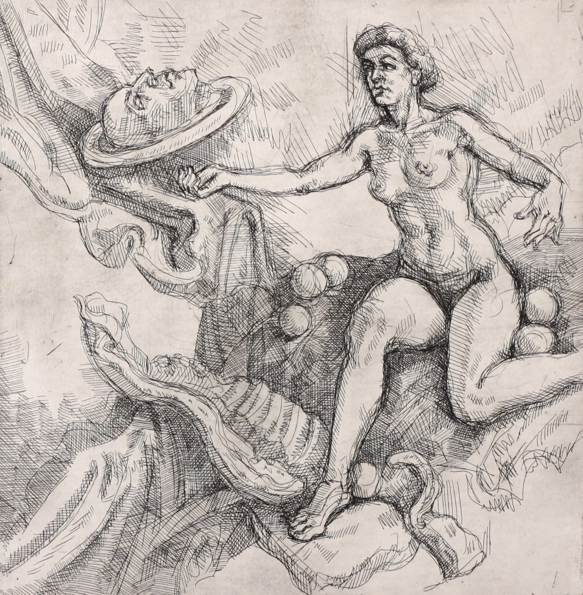 The Hospitality of the Wondrous Head; etching, 25 x 25 cm, 2014