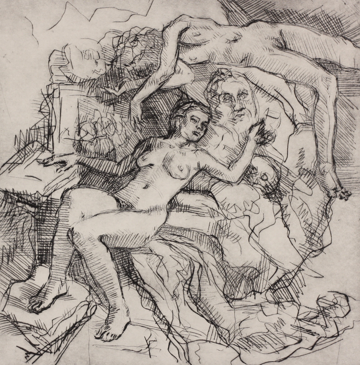 Bacchantes; drypoint, 25 x 25 cm, 2014